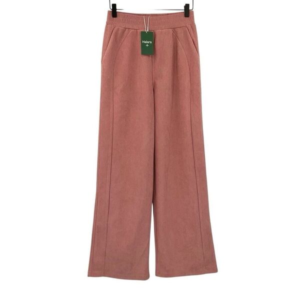 NWT Halara Rosette High Waisted Straight Leg Mop Corduroy Casual Pants XS Tall - Picture 2 of 11
